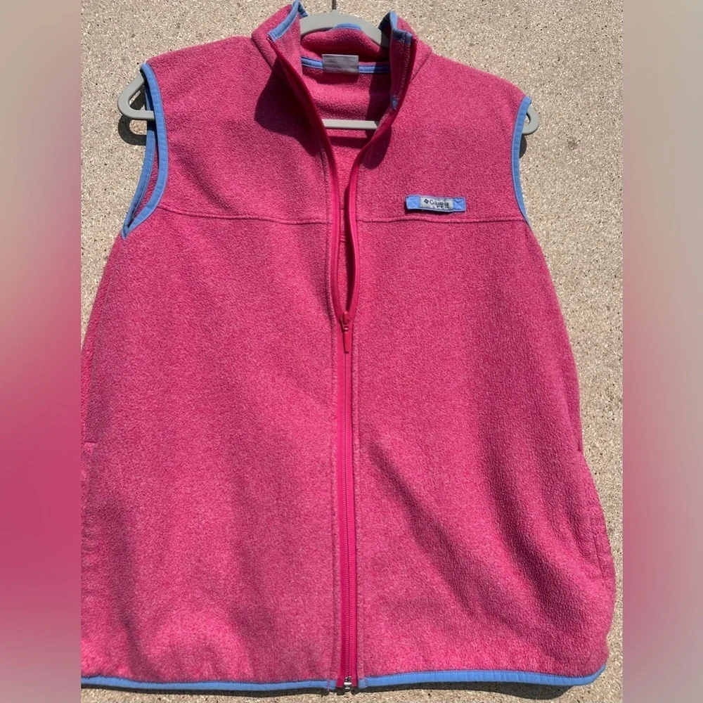 Columbia Raspberry Fleece Vest with Blue Accents Size XL - Picture 7 of 7